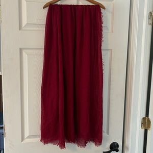 Red Sheer Fabric Head Wrap Cover Scarf Fringe